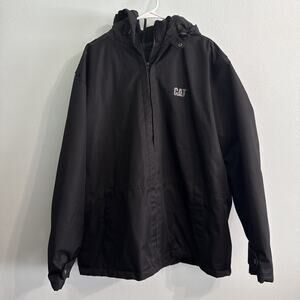 CAT Caterpillar Workwear Men’s Jacket‎ Black Hooded Quilted Lined Insulated 2XL